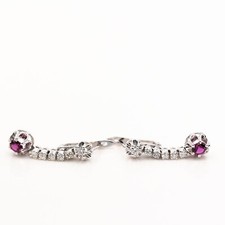 Ohrring 750/18K Weißgold 2 Rubin 1,0ct 12 Diamanten 0,7ct TW/VS - Wert 4.000€