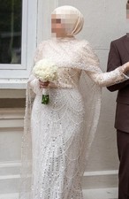 Tesettür Standesamtkleid Abiye Abendkleid Hijab Perlen Glitzer Gr.38