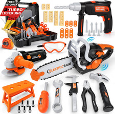 Werkzeugkoffer Werkzeug Set Kinder Mit Motorsäge Bohrmaschine & Winkelschleifer