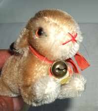 Steiff Hase mit Knopf und restl. Fahne und Schild aus den 50er Jahren - 12 cm