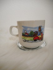 Tasse GÖTZ ★Hasen-Osterhase auf Roller & im Auto★ Kaffee Kakao Tee Ostern TOP?