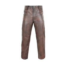 Herren Echt Braunes Leder Hose