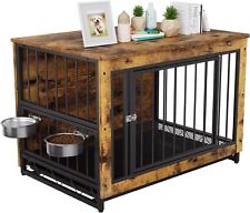 Hundekäfig Holz Hundebox Hundegitterbox für Zuhause Vintage Beistelltisch 40kg