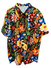 Herren Hawaii Hemd mit tropischem Blumenmuster Kurzarm Regular Fit Gr. XL