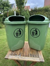 2 Stück Papierkorb Klassiker grün Abfallkorb 50 L Wandmontage Pfostenmontage