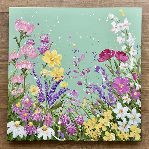 Wildblumen auf salbeigrün - wildblumen,