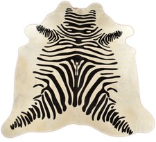 KUHFELL STIERFELL CREME WEISS MIT ZEBRA OPTIK 200 x 180 cm