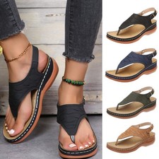 Damen-Sandalen Sommer Freizeit flache Schuhe Flip-Flops niedriger Keilabsatz Pan