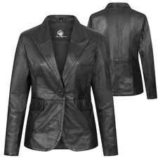 Blazer Damen Sakko Jacke Lederblazer Rock Creek Damen Lederjacke Schwarz  D-512