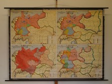 Deutschland Kaiser Deutsches Reich BRD DDR Schweiz ~1965 Schul-Wandkarte 238x177