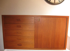Teak String Regal Schrank  K. & N. Strinning, BTH 80 x 30 x 42 cm mit Schubladen