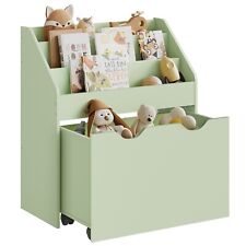 Bücherregal Kinder,Spielzeugregal,mit 3 Regalebenen, Aufbewahrungsbox auf Rollen