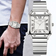 Quarzuhr Quadratisches Zifferblatt Edelstahlarmband Chronograph Herrenuhr