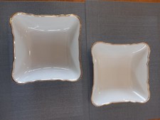 2 alte Porzellan Schüsseln eckig mit Goldrand ca 21x21cm v. Kronester Bavaria