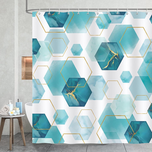 Duschvorhang teal gestreift - teal,