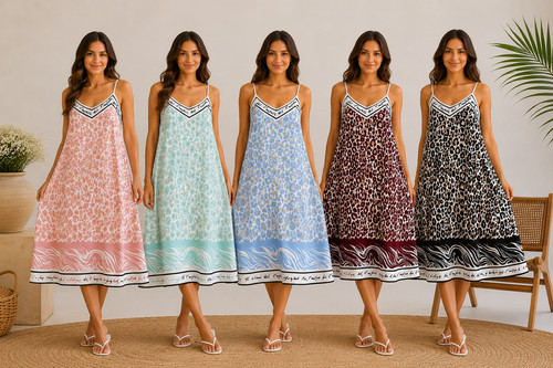 Damen sommerkleid leo print - sommerkleid,