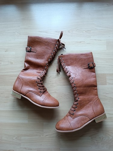 Kunstlederstiefel hellbraun