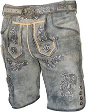 Kurze Herren Lederhose mit Gürtel, Antik Smoke, Wildbockleder, Alpen Spirit