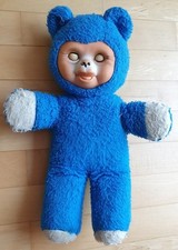 DDR Plüschtier Gummigesicht Teddy blau Kuscheltier Nostalgie