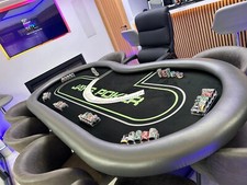 Vollleder grauer Pokertisch maßgeschneidert mit Händler Eingang Lederbeine