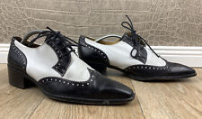 MADE IN SPAIN Damen Gr 37 Budapester schwarz weiß Halbschuhe Echtleder Schuhe Y5