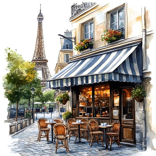 Wandbild paris cafe bistro - wandbild,