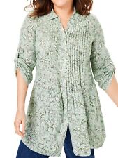 Übergrößen 3/4-Arm Tunika Bluse grün Paisley Women Within Gr. 50 - 68  #X3