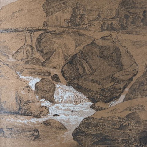 1836 landschaft genay moulin - genay,