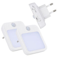 2X LED Nachtlicht mit Bewegungsmelder Steckdose Lampe Treppen-Leuchte Notlicht