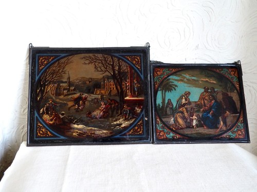 Vintage paar farbige buntglas - vintage,