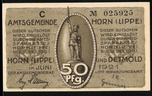 Notgeld horn lippe 1921 - notgeld, 50