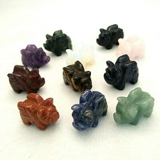 Fliegendes Schwein Schnitzerei handgeschnitzt Edelstein Ornament Rosenquarz Amethyst Jaspis
