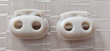 Kordelstopper 2Loch Kordelklemme mit Feder, 2 Stück beige