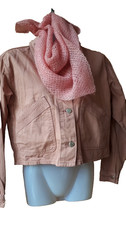 Neue schöne altrosa cropped modische Jeansjacke XS 34 eher S 36  tolle Taschen