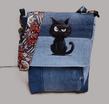 Handarbeit *Unikat* klein Handtasche Patchwork Upcycling  Jeanstasche Smartphone