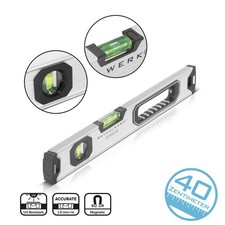 STAHLWERK Wasserwaage 400 mm Aluminium Richtwaage Magnet Wasserwaage