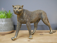 schöne GESCHENKIDEE ZUR Weihnachtszeit DEKO LEOPARD RESIN KUNSTHARZ GOLD 7075