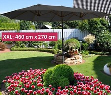 Sonnenschirm XXL Oval Doppelsonnenschirm 460 x 270 cm Gartenschirm mit Kurbel 4m