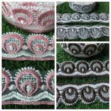 Sari Borte Spitze Breit 4cm Braun,Silber,Rosa Nichtelastisch V223