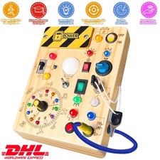 LED Busy Board,Montessori Holzspielzeug ab 1 Jahr,Activity Board Lichtschalter.