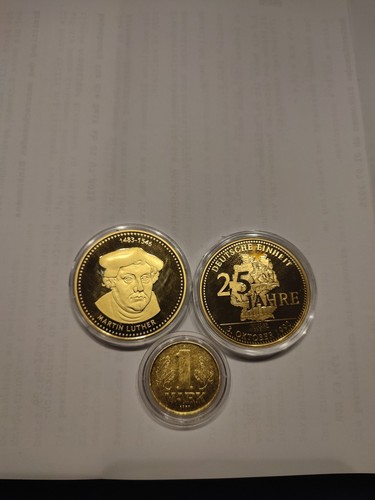 Münzsammlung vergoldet - vergoldet,
