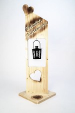 Deko Schild geflammt Herzlich