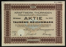 GERMANY 787/W&E -Kraftwerk Thüringen AG 1000 RM 1929 Gispersleben 🇩🇪