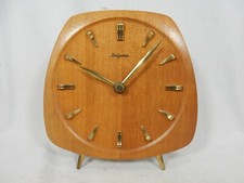 Well shaped 60´s design Dugena table clock Tisch Uhr Edelholz Gehäuse formschön