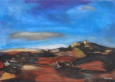 Original Gemälde nach Werner Lichtner-Aix "Eygalière" 30 x 40 cm, Crayon auf Lw.