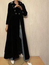 Eleganter schwarzer Mantel in Samt Gr. 36, Baumwollsamt , Vintage,