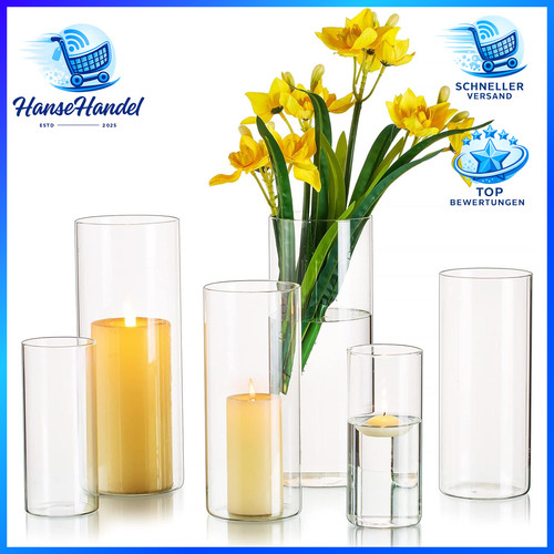 Vasen set glas - zylinder, 6er
