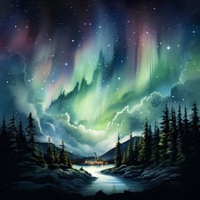 Wandbild: Nordlichter, Aurora