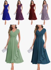 Brautmutterkleider Teelanges Chiffon Abendkleider Damen Festliche Kleider