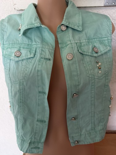 Jeans weste damen türkis - jeans,